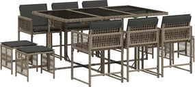 vidaXL 11 részes szürke polyrattan kerti ülőgarnitúra párnákkal