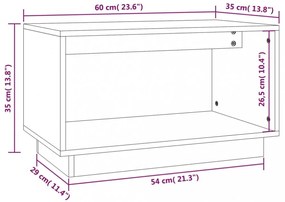 fekete tömör fenyőfa TV-szekrény 60x35x35 cm