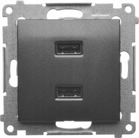 Simon 54 Aljzat Töltő 2X Usb 2,1A Fekete Matt DC2USB.01/49