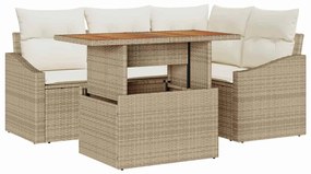vidaXL Kert étkező szett párnával 5 pcs Beige és krém