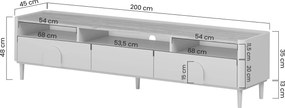Amilio RTV szekrény 200 cm - eukaliptusz / baltic tölgy / natúr tölgy fogantyú