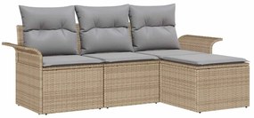 Kerti Kanapé Szett párnával tárolóval 4 pcs Bézs Poli rattan