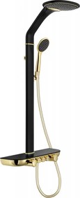 Mexen Bolt felületre szerelhető zuhanykészlet esőztető fejjel és csappal, fekete/arany - 78108-75