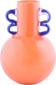 SLING üveg váza 20cm narancs/kék