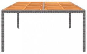 szürke akácfa és polyrattan kerti asztal 200 x 150 x 75 cm