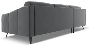 Szürke bársony sarokkanapé (bal oldali) Nalu – Makamii