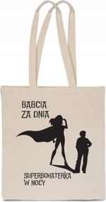Öko Táska Pamut ekrü Nagymama Szuperhős Ajándék Napra TT_384