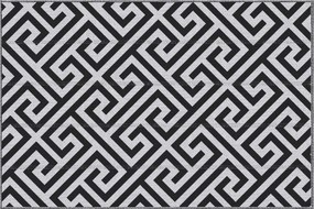 Outsunny Kültéri Szőnyeg, Műanyag Szőnyeg Kétoldalas Mintával, Vízálló Teraszszőnyeg, Teraszra, Kempinghez, Fekete+Fehér, 121 x 182 cm | Aosom