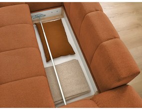 Terrakotta színű zsenília kinyitható-tárolóhelyes sarokkanapé (bal oldali-heverő résszel) Everest – Bobochic Paris