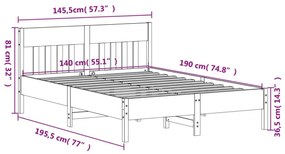 viaszbarna tömör fenyőfa ágy matrac nélkül 140 x 190 cm