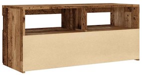 antik fa színű szerelt fa TV-szekrény LED-ekkel 90x35x40 cm