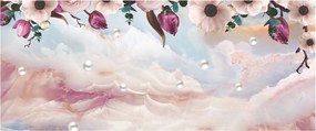 Rózsaszín virágokképe rózsaszín márvánnyal (120x50 cm)