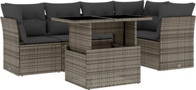 vidaXL 6 részes szürke polyrattan kerti ülőgarnitúra párnákkal
