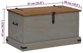 szürke tömör fenyőfa HALDEN tárolószekrény 91x48x47 cm