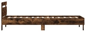 füstös tölgyszínű szerelt fa ágykeret fejtámlával 100 x 200 cm