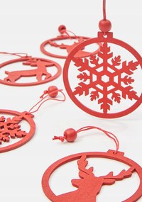 Karácsonyfadíszek Fából Készült medálok, dekorációk, nagy #8cm, 9 db!