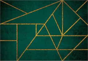 Flizelin fotótapéta Arany geometria smaragd háttérrel 312x219 +ragasztó