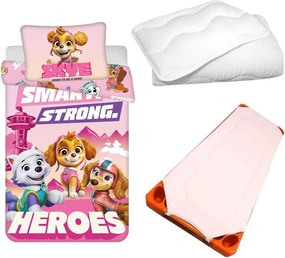 Mancs Őrjárat Smart Strong gyerek, ovis ágyneműhuzat, derékalj és paplan/párna szett 100x135 cm 40x60 cm