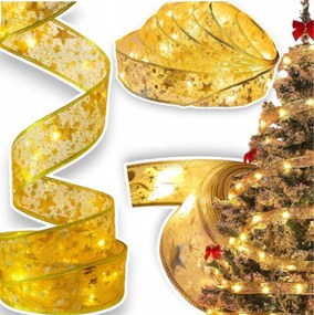 Led Szalag Karácsonyfa Dekorációs Szalag Arany Elemes 5M 50 Led