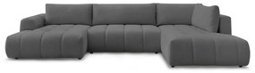 Sötétszürke kinyitható-tárolóhelyes sarokkanapé (jobb oldali-U alakú) Fuji – Bobochic Paris