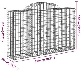 8 db íves horganyzott vas gabion kosár 200x50x120/140 cm