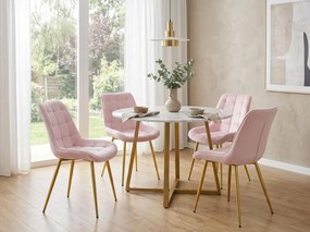 Rózsaszín étkezőszék BERA bársony arany lábakkal