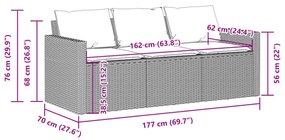 vidaXL 3 személyes szürke polyrattan kerti kanapé párnával