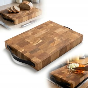 End Gran Tölgyfa Vágódeszka bőrszíjjal 32x24