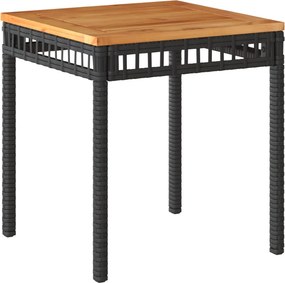 vidaXL fekete polyrattan és akácfa kerti asztal 38 x 38 x 42 cm