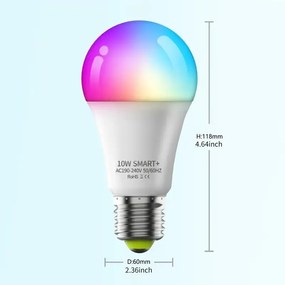Intelligens Rgb Izzó Smart Light Wifi Bluetooth 2.4GHZ 2700-6500K 800 Lm