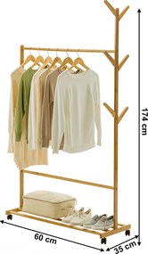 Kerekes akasztó, bambus, 60 cm széles, VIKIR TYP 1