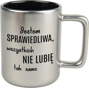 Bögre Matt Ezüst Fekete Belső 360ml Ajándék Igazságos vagyok