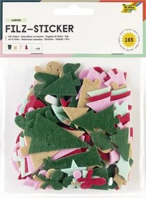 Matrica készlet, filc, 165 db, karácsonyi minták, FOLIA, különböző színek (FL5270)