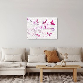 Virággal ellátott gally képe (üvegen) (70x50 cm)