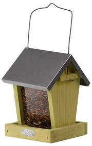 Felakasztható önetetős madáretető, cink tetővel, 22 cm