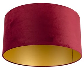 Velúr lámpaernyő vörös 50/50/25, arany belsővel