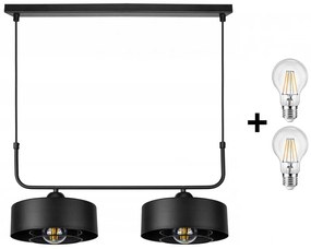 Glimex LAVOR MED rácsos állítható függőlámpa fekete 2x E27 + ajándék LED izzók