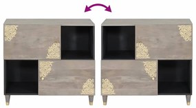 Széf polcokkal Szürke és Arany 80 x 33.5 x 75 cm Tömör mangófa
