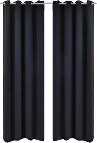 vidaXL 2 db fekete sötétítőfüggöny fémkarikákkal 135 x 245 cm