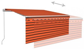 narancssárga-barna kézzel kihúzható LED-es napellenző 3 x 2,5m