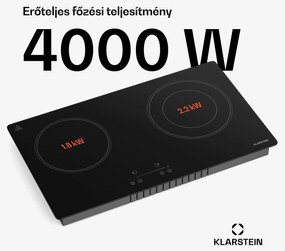 Klarstein CeramEase Slim VTC főzőlap, üvegkerámia, 2 főzőlap, 4 kW, érintős| időzítő