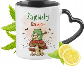 Bankárnak Fekete Bögre Szív Alakú Füllel Ajándék