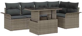 vidaXL Kerti Kanapé Szett párnával tárolóval 6 pcs Szürke Poly Rattan