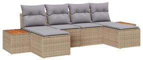 vidaXL Kerti Kanapé Szett 6 pcs Beige és Világosszürke Poly Rattan