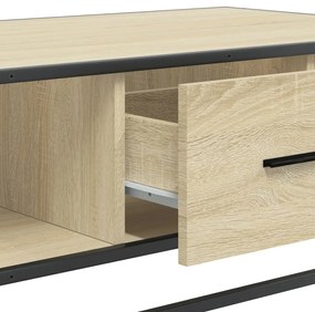 sonoma tölgy szerelt fa és fém dohányzóasztal 100 x 57 x 35 cm