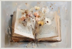 Poszter Keret Alumínium Dekoráció Absztrakt Könyv Szárított Virágok 60x40