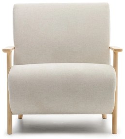 Bézs-krémszínű zsenília fotel Meghan – Kave Home