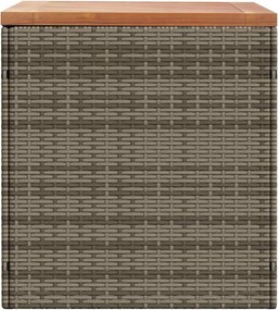 Szürke Polyrattan És Akácfa Kerti Tárolóláda 110 X 50 X 54 Cm
