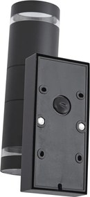 Moderne buiten wandlamp zwart 2-lichts IP44 met schemersensor - Dubbla