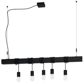 Eglo 39937 - Csillár zsinóron TOWNSHEND-B 5xE27/40W/230V fekete